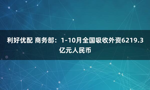 利好优配 商务部：1-10月全国吸收外资6219.3亿元人民币